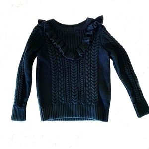 GAP Kids Black Ruffle Front Cable Knit Sweater